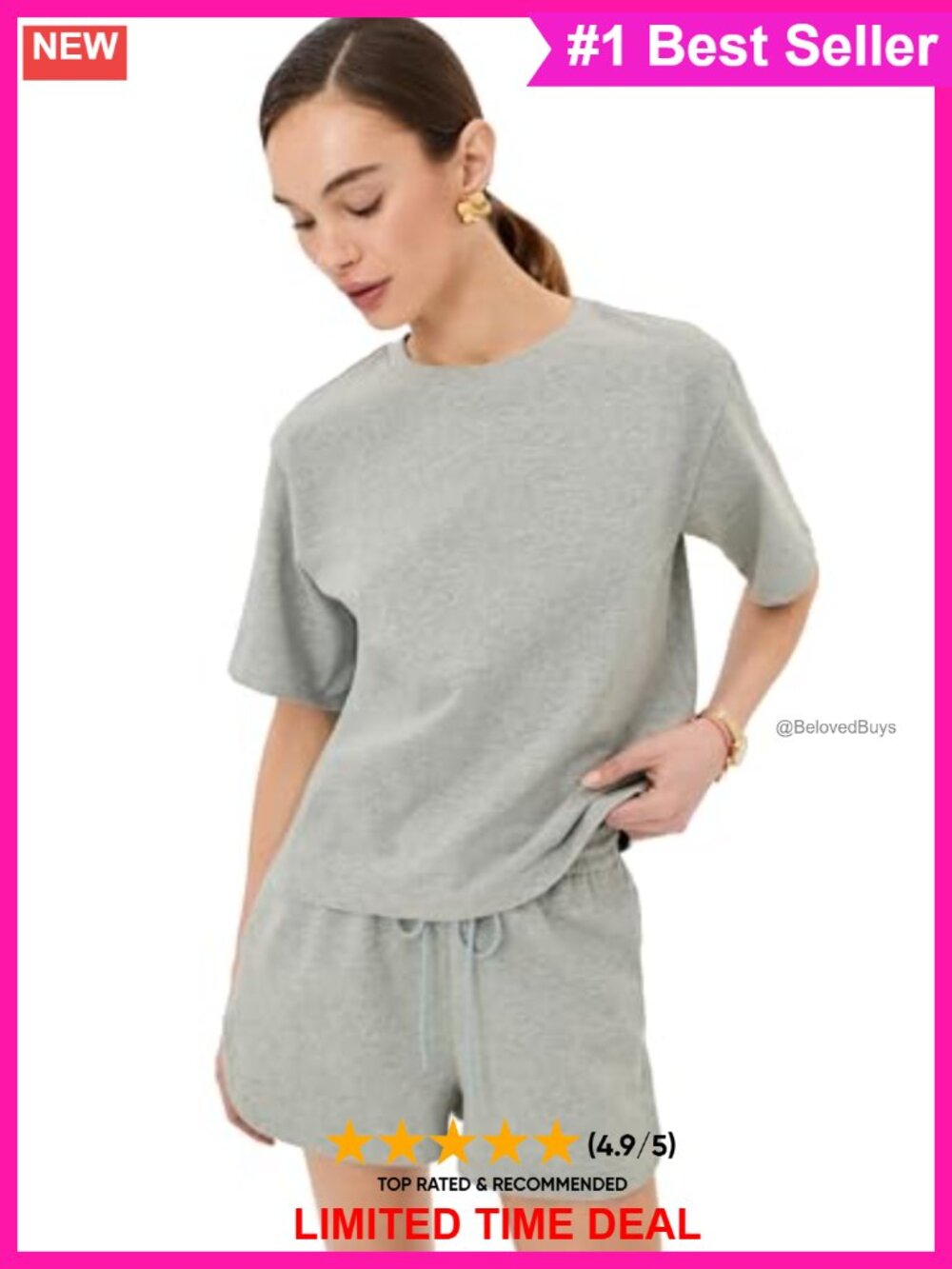 Women's Boxy Fit 100% Cotton Crew Neck Short Sleeve Tee Top